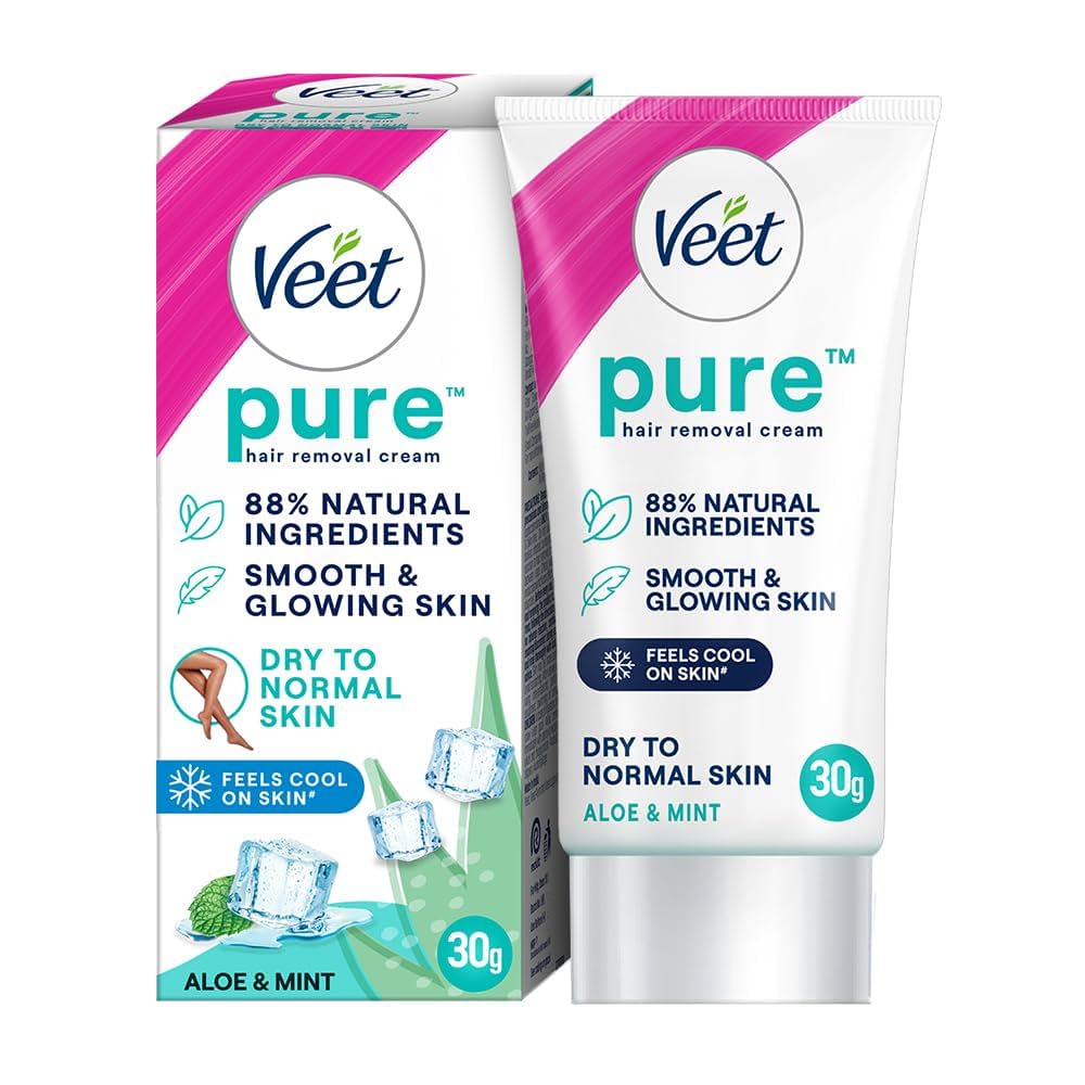 Veet Pure Hair Removal Cream, Organic Aloe Vera & Mint Extracts 30g